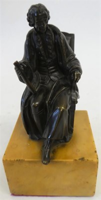 Lot 636 - French School (19th century): A Pair of Bronze Figures of Voltaire and Rousseau, each wearing...