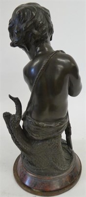Lot 637 - John-Baptiste Lebroc (French, 1825-1878): A Pair of Bronze Figures of Putti, as fishermen seated on