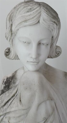Lot 640 - After the Antique: A White Marble Figure of a Maiden, wearing loose robes standing on a rectangular