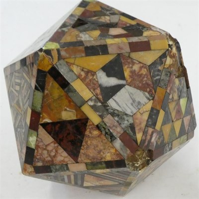 Lot 644 - A Specimen Marble Polyhedron, late 19th century, each side with various coloured stones in...