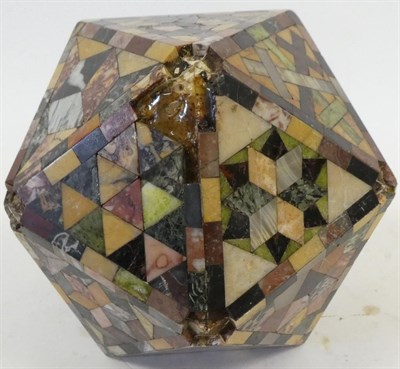 Lot 644 - A Specimen Marble Polyhedron, late 19th century, each side with various coloured stones in...
