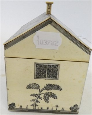 Lot 646 - A Vizagapatam Ivory Sewing Box, late 18th/early 19th century, in the form of a cottage, the...