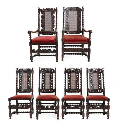 Lot 666 - A Matched Set of Six William & Mary Walnut Chairs, late 17th century, including two armchairs,...