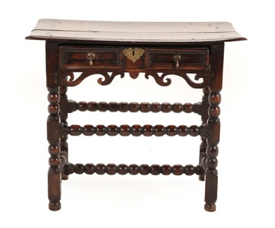 Lot 671 - A Joined Oak Side Table, circa 1680, the moulded top above a two-as-one moulded drawer with...