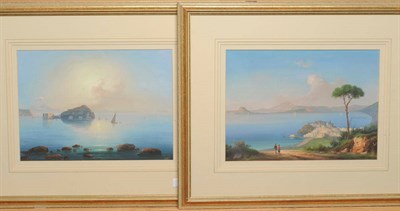 Lot 645 - Emmanuel Meuris (1894-1969) Italian Fishing boats off an Italian coastline; Italian coastal...