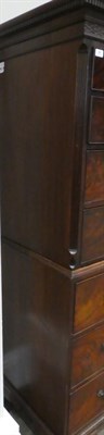 Lot 689 - A George III Mahogany Secretaire Chest on Chest, late 18th century, the dentil cornice above a...