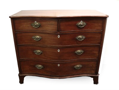 Lot 691 - A George III Mahogany and Crossbanded Serpentine Chest, late 18th century, the moulded top...