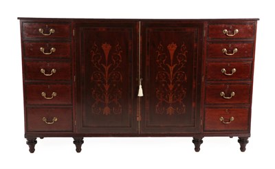 Lot 697 - An Early Victorian Mahogany, Rosewood Crossbanded and Marquetry Inlaid Dwarf Linen Press, mid...