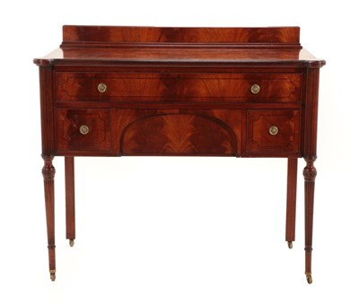 Lot 707 - A Regency Style Mahogany and Ebony Strung Sideboard, late 19th/early 20th century, with reeded edge