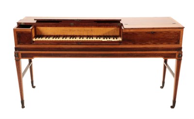 Lot 708 - A George III Mahogany, Satinwood Crossbanded, Boxwood and Ebony Strung Square Piano, by John...