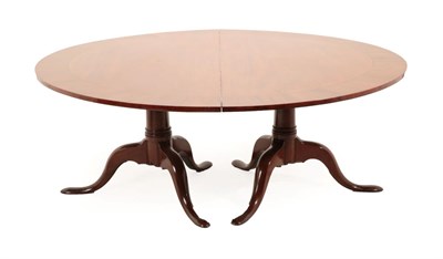 Lot 711 - A George III Style Mahogany, Crossbanded and Ebony Strung Twin-Pillar Dining Table, of D shaped...