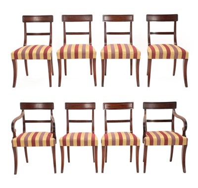 Lot 719 - A Set of Eight Late George III Mahogany Dining Chairs, early 19th century, with moulded and...