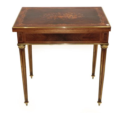 Lot 725 - A Louis XVI Style Gilt Metal Mounted Kingwood and Marquetry Tric-Trac Table, the sliding hinged...