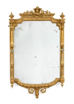 Lot 732 - A French Gilt and Gesso Mirror, circa 1870, with original mercury plate, with fluted pilaster...
