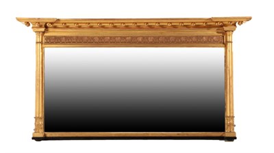 Lot 740 - A Victorian Gilt and Gesso Overmantel Mirror, 3rd quarter 19th century, of breakfront form with...