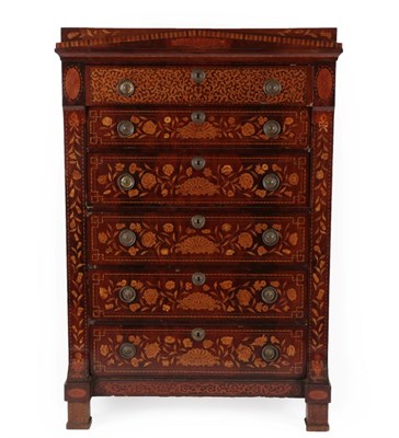 Lot 746 - A Mid 19th Century Dutch Mahogany and Marquetry Inlaid Straight Front Chest, richly inlaid...