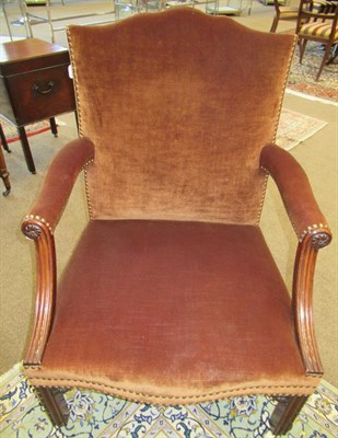 Lot 750 - A 19th Century Six Piece Suite of George III Style Mahogany Seat Furniture, recovered in brown...