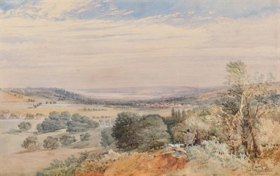 Lot 1027 - Emma Sophia Oliver (1819-1885) The Vale of Dedham with sportsmen in the foreground, signed and...