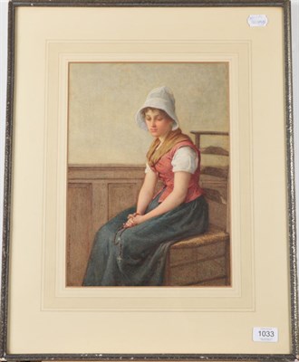 Lot 1033 - William Harris Weatherhead (1843-1903) Lost in thought - a young lady seated in contemplation...