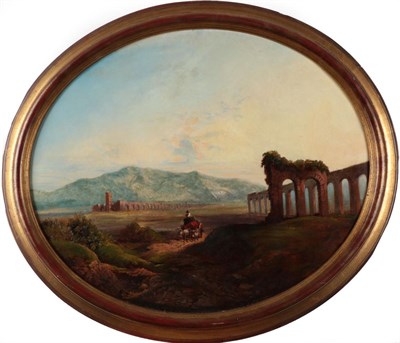 Lot 1036 - Attributed to Guido Agostini (19th century) Italian Ruins in the campagna, oil on canvas, 49cm...
