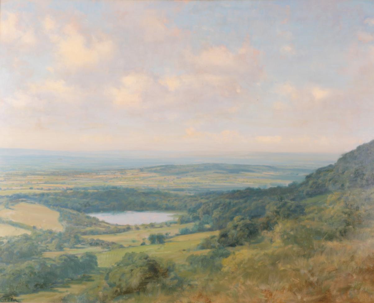 Lot 1040 - Walter Goodin (1907-1992) Extensive landscape, signed, oil on board, 59cm by 75cm  Artist's...