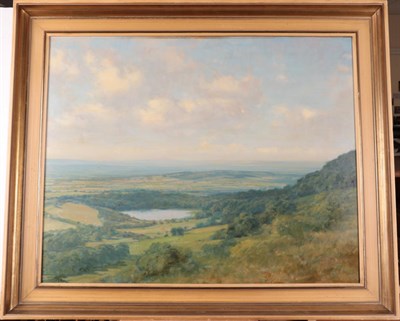 Lot 1040 - Walter Goodin (1907-1992) Extensive landscape, signed, oil on board, 59cm by 75cm  Artist's...