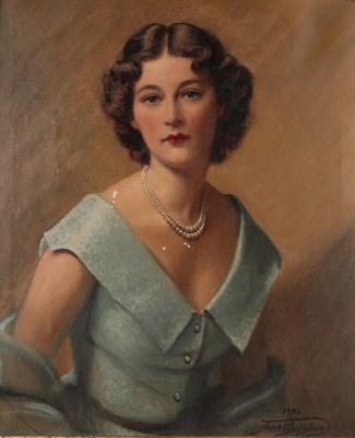 Lot 1044 - Frank O Salisbury, Portrait of Miss Jean Garnett, signed and dated 1953, oil on canvas, 70.5cm...