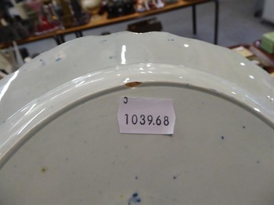 Lot 4 - A pair of 19th century English Creamware plates with chinoiserie decoration and a Chinese blue...