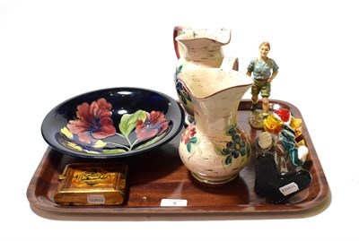 Lot 5 - Beswick figure of a boy hiker model no.1093, together with a 1960's Moorcroft Hibiscus bowl, a...