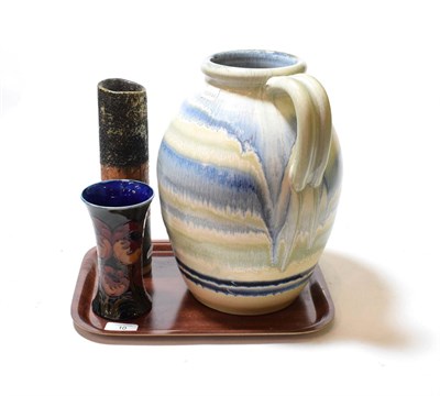 Lot 10 - A William Moorcroft Big Poppy pattern vase, a Denby Bourne jug and a Troika style vase (3)