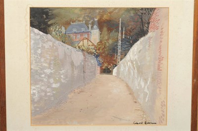 Lot 660 - Leonard H. Rosoman OBE, RA (b.1913) "The Rue Bardelaine Honfleur" Signed, inscribed on an old...