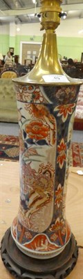 Lot 49 - An Imari porcelain vase, Edo period, adapted as a lamp base, 33cm high