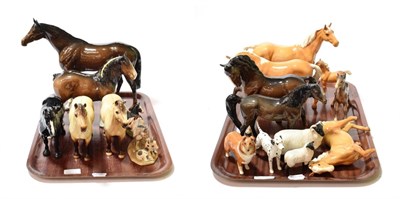 Lot 51 - Beswick Horses and Foals including: Highland Pony, Dales Pony, Large Racehorse, Shire Mare,...