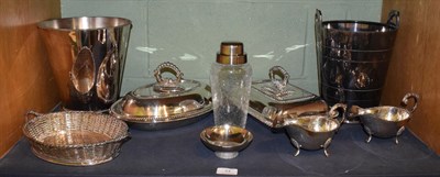 Lot 54 - A group of assorted silver-plate items including: two differing tapering silver-plated...