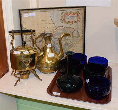 Lot 58 - A Victorian green glass decanter; five coloured glass finger bowls; a Robert Morden map, The...