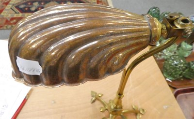 Lot 63 - A Benson brass desk lamp with copper shade