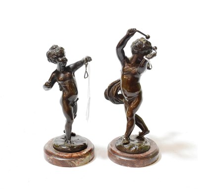 Lot 91 - Claude Michel Clodion (1738-1814) A pair of bronze putto of musical interest