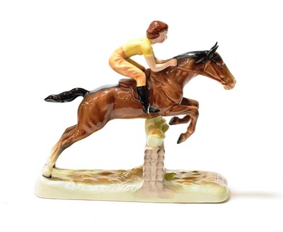 Lot 94 - Beswick Girl on Jumping Horse, model No. 939, brown gloss (a.f.)