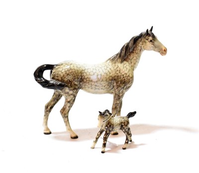 Lot 97 - Beswick Swish Tail Horse, model No. 1182 and Foal (Small, Gambolling Left), model No. 996, both...