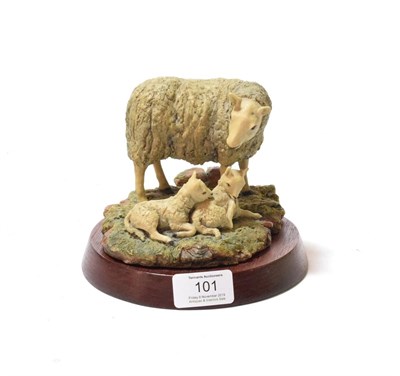 Lot 101 - Border Fine Arts 'Cheviot Ewe and Lambs', model No. unknown by Mairi Laing Hunt, limited...