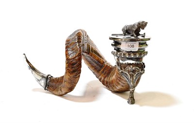 Lot 108 - A late Victorian desk top horn snuff mull