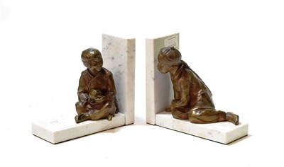 Lot 112 - Pair of Mabel Hester white bronze bookends