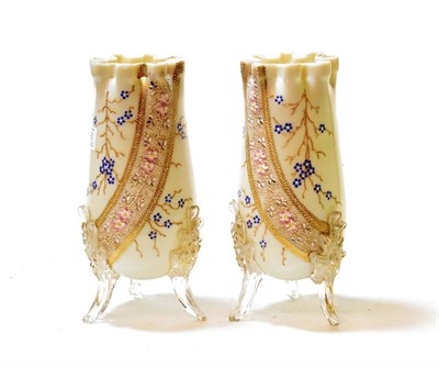 Lot 118 - A pair of Bohemian pale opaline glass vases, 25cm high, circa 1900
