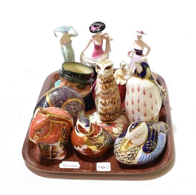 Lot 140 - Six various Royal Crown Derby Imari animal paperweights, including: Penguin, Squirrel, Meerkat,...