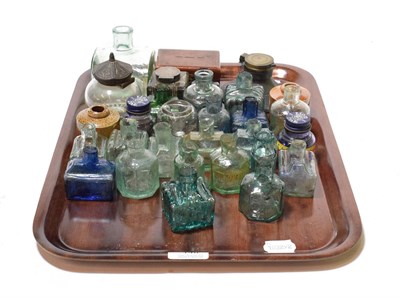 Lot 148 - A collection of mostly glass ink bottles etc, 18th/19th century in date (qty)
