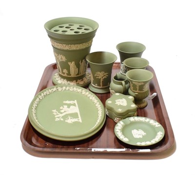 Lot 150 - A group of Wedgwood green Jasperware