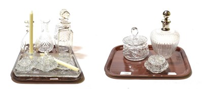 Lot 159 - A group of clear glass including decanters and a dressing table set