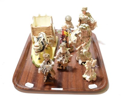 Lot 174 - An early 20th century Royal Dux model of a donkey and cart (a.f.); a Bing & Grondahl figure of...