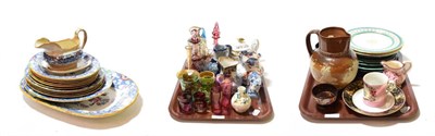 Lot 175 - A quantity of Victorian and later glass and ceramics including Bohemian style vases, Majolica...