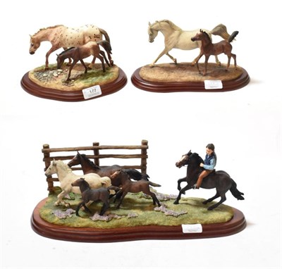 Lot 177 - Border Fine Arts Horse Models comprising: 'The Drift' (New Forest Ponies), Studio model No....